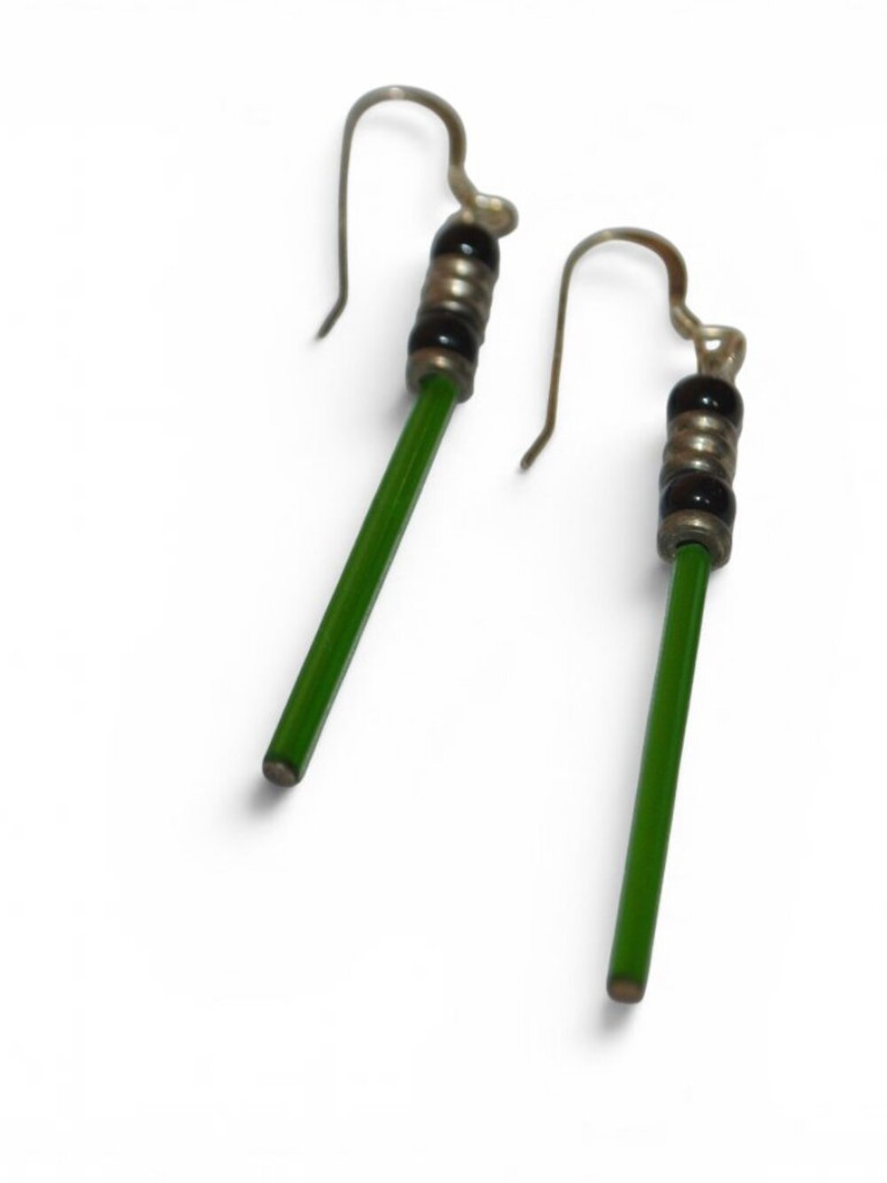 Star Wars Green Lightsaber Dangle Earrings Jedi Cosplay Fan Jewelry Pair